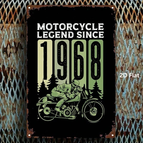 1pc Vintage Motorcycle Legend 1968 Metal Sign, Retro 2D Flat Wall Decor