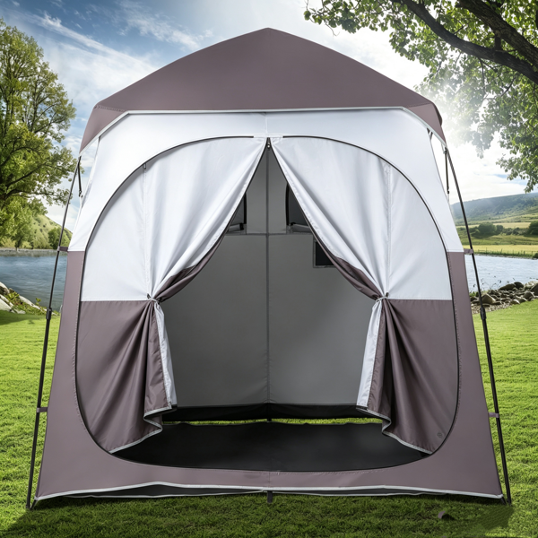 2-Person Up Changing Tent, Dark Brown Portable Outdoor Shower Tent