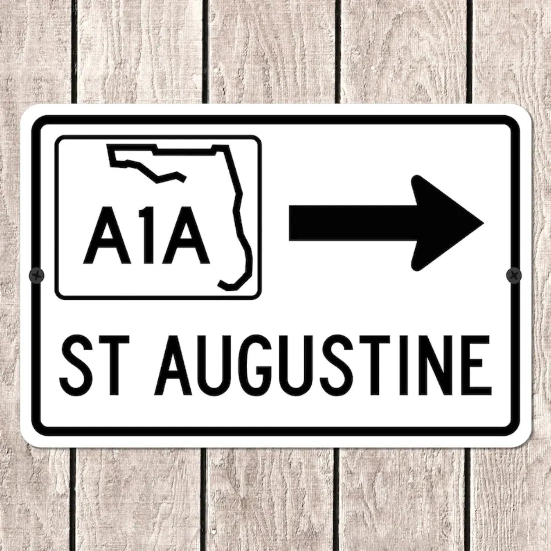 St Augustine Florida A1A Highway Metal Road Sign Souvenir Wall Decor