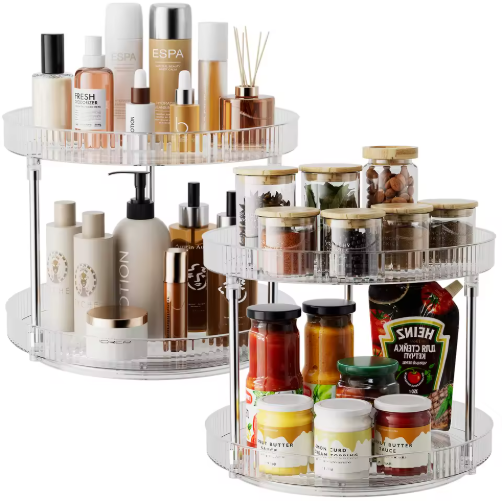 Double-layer Turntable Rotating Spice Rack Organization Spinning
