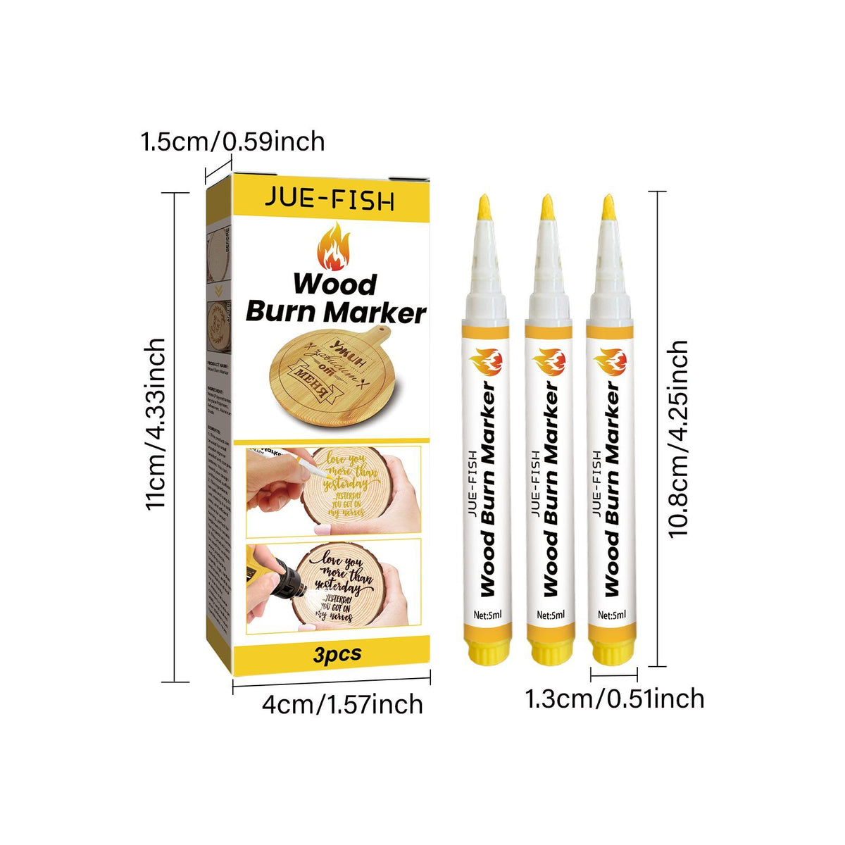 JUE FISH Wood Burning Craft Marker Set, 3 Pieces