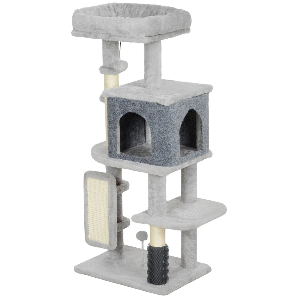 41 Inch Cat Tree With Scratching Posts, Cat Bed, Condo, Grooming Brush