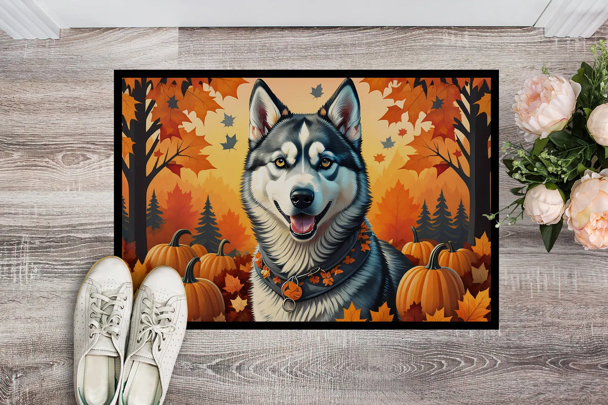 Siberian Husky Fall Doormat Front Door Mat Indoor Outdoor Rugs