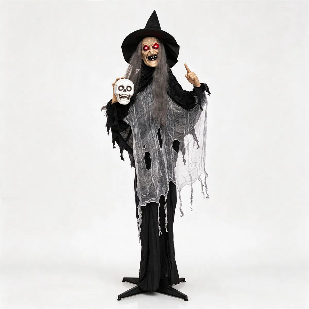 6.3FT Halloween Animatronic Witch, Sound Activated Talking Witch