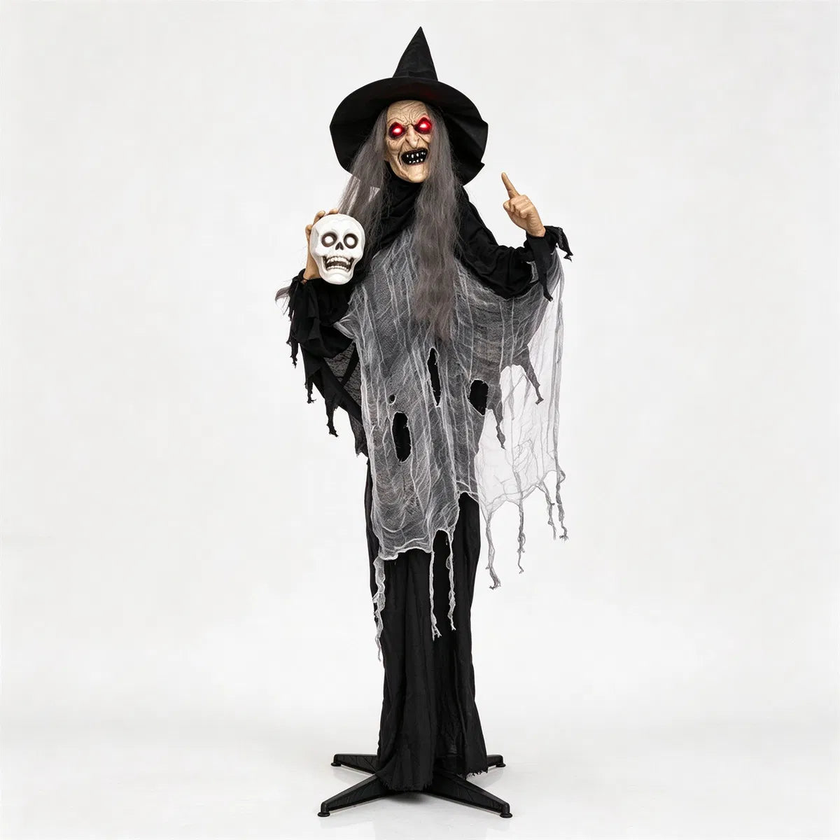 6.3FT Halloween Animatronic Witch, Sound Activated Talking Witch