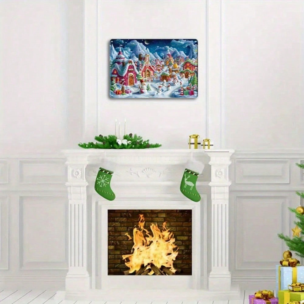 1pc Christmas Winter Wonderland Tinplate Painting, Painting, Snow