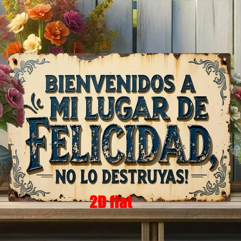 Welcome To My Happy Haven Do Not Ruin It Vintage Metal Sign Floral