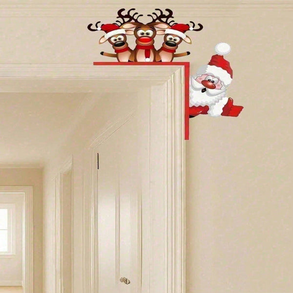 Waterproof Reindeer Christmas Door Decor Outdoor Indoor Holiday Home