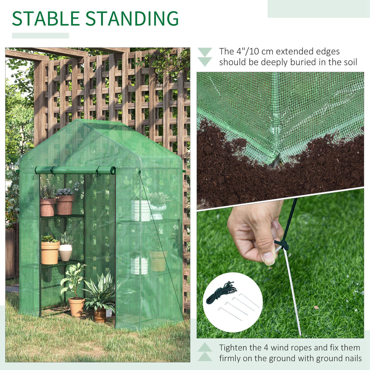 56" X 29" X 77" Walk-in Greenhouse, Garden House With 3 Tier Shleves
