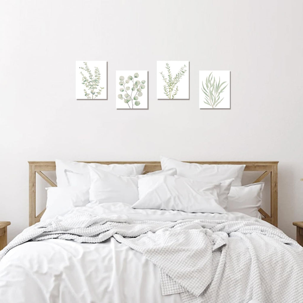 4PCS 8X10in,Botanical Plant Canvas Wall Art, Framed Boho Wall Decor