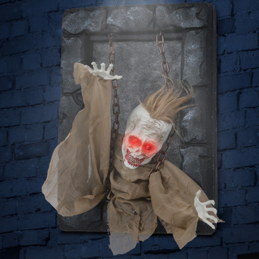 Halloween Hanging Animated Zombie Prisoner Decoration Sound-activated