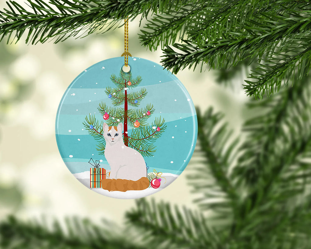 Turkish Van Cat Christmas Ceramic Ornament Christmas Tree Hanging