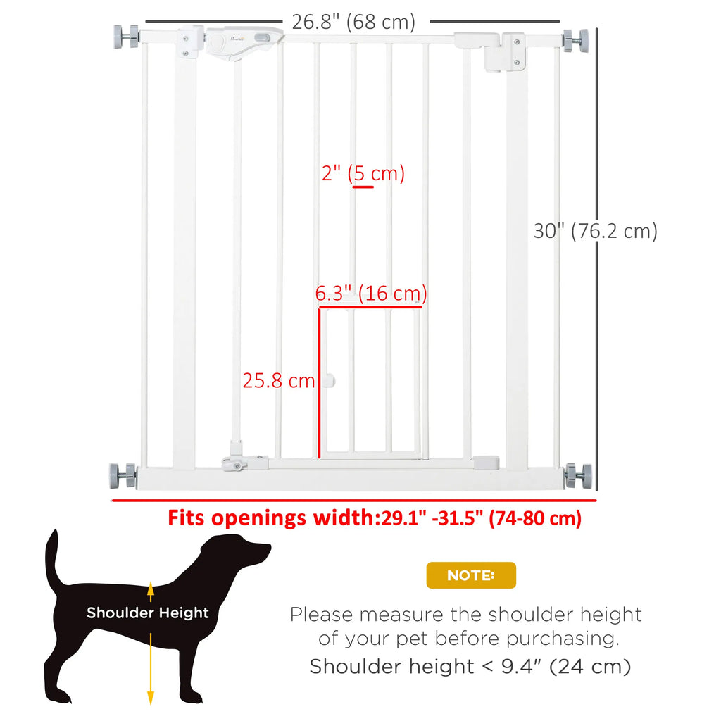 Pet Gate Extra Wide Press-mounted With Cat Door, Auto Closing Pet Gate