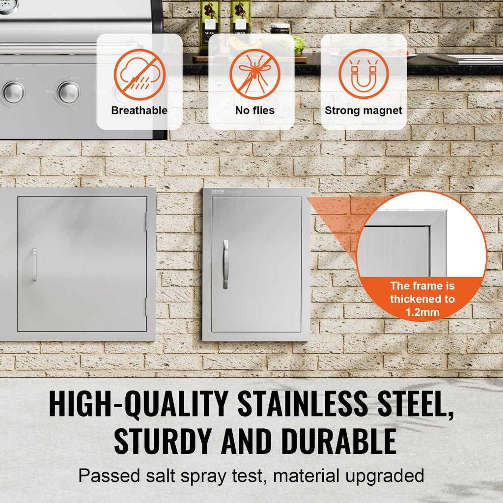 BBQ Access Door, 14W X 20H Inch Single Outdoor Kitchen Door, Stainless