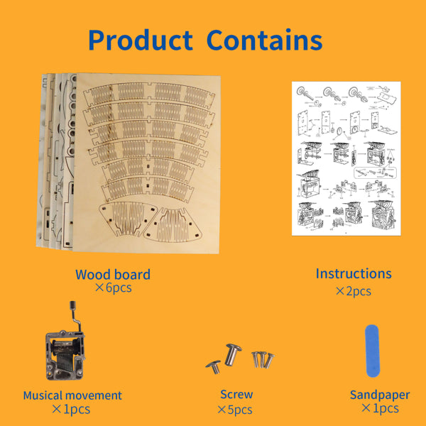 3D Wooden Puzzle Kit, Whale Music Box