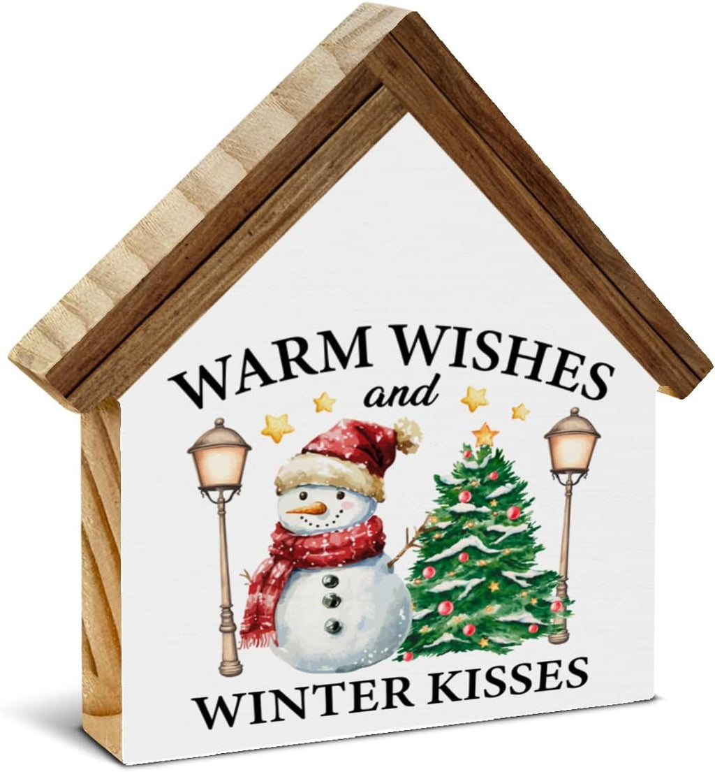 Winter Christmas Home Decor, Snowman Warm Wishes Winter Kisses House