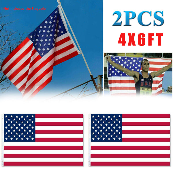 2pcs 4X6FT 120*180cm American Flag USA Flag Printed Nylon Flag National