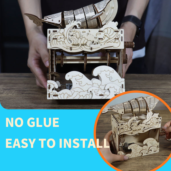 3D Wooden Puzzle Kit, Whale Music Box