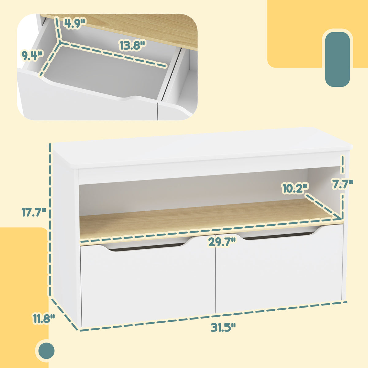 Toy Storage Organizer With 2 Drawers, Toy Shelf, Large Top, For Bedroom