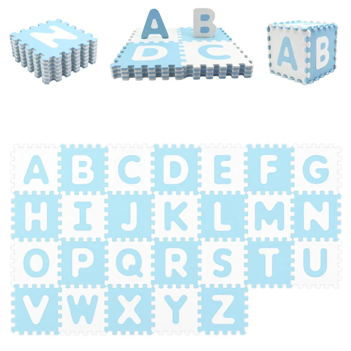 26PCS ABC Alphabet EVA Foam Play Mat, 31.75×31.75×1.02cm Bpa-free