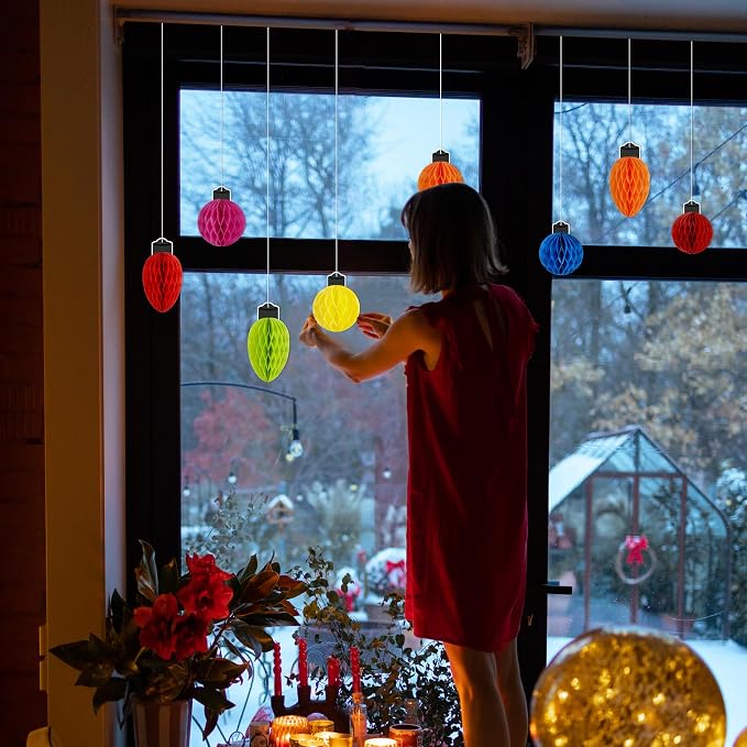 16 Pcs Christmas Honeycomb Hanging Decorations, Paper Ball Ornaments