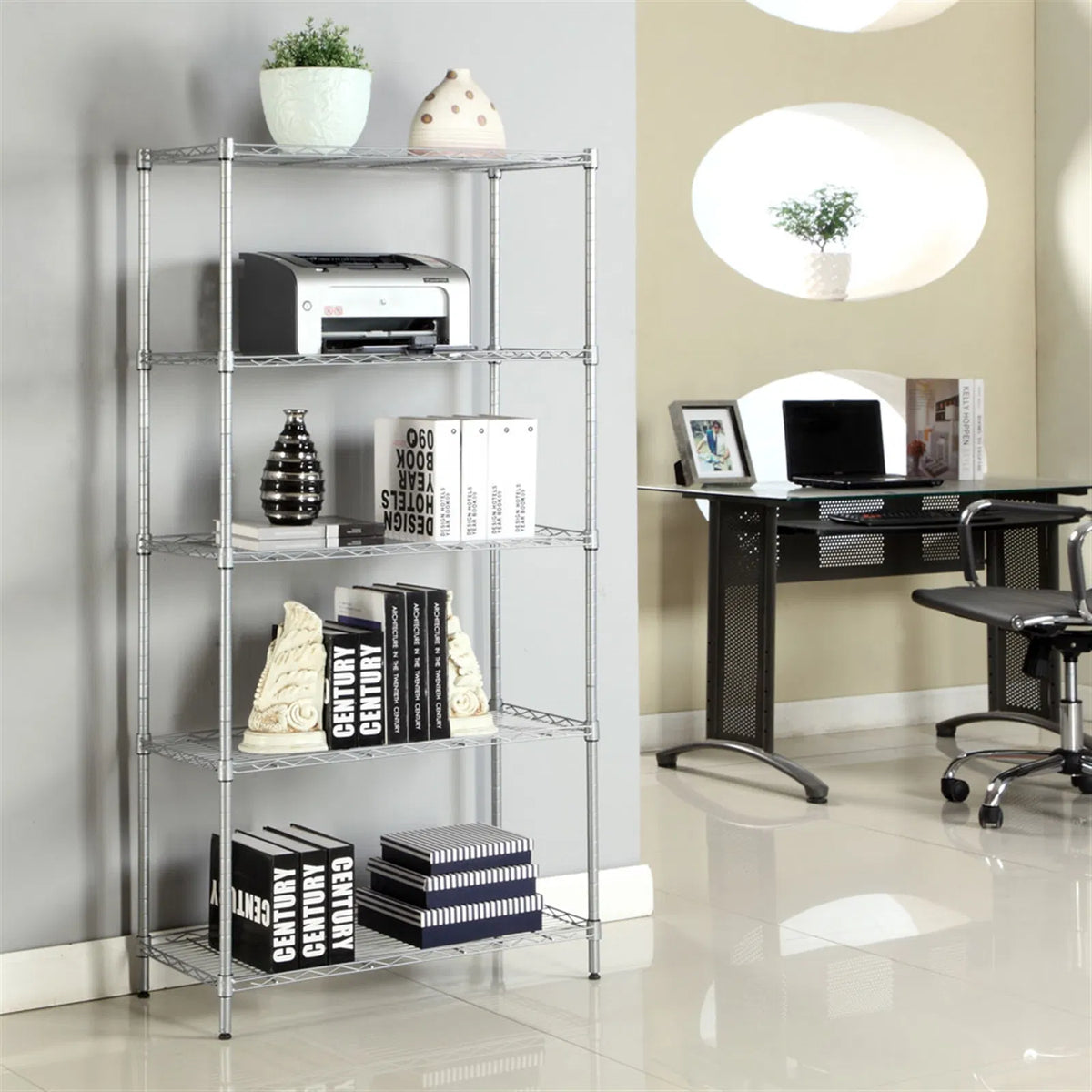 5-Shelf Adjustable; Heavy Duty Storage Shelving Unit ; Steel Organizer