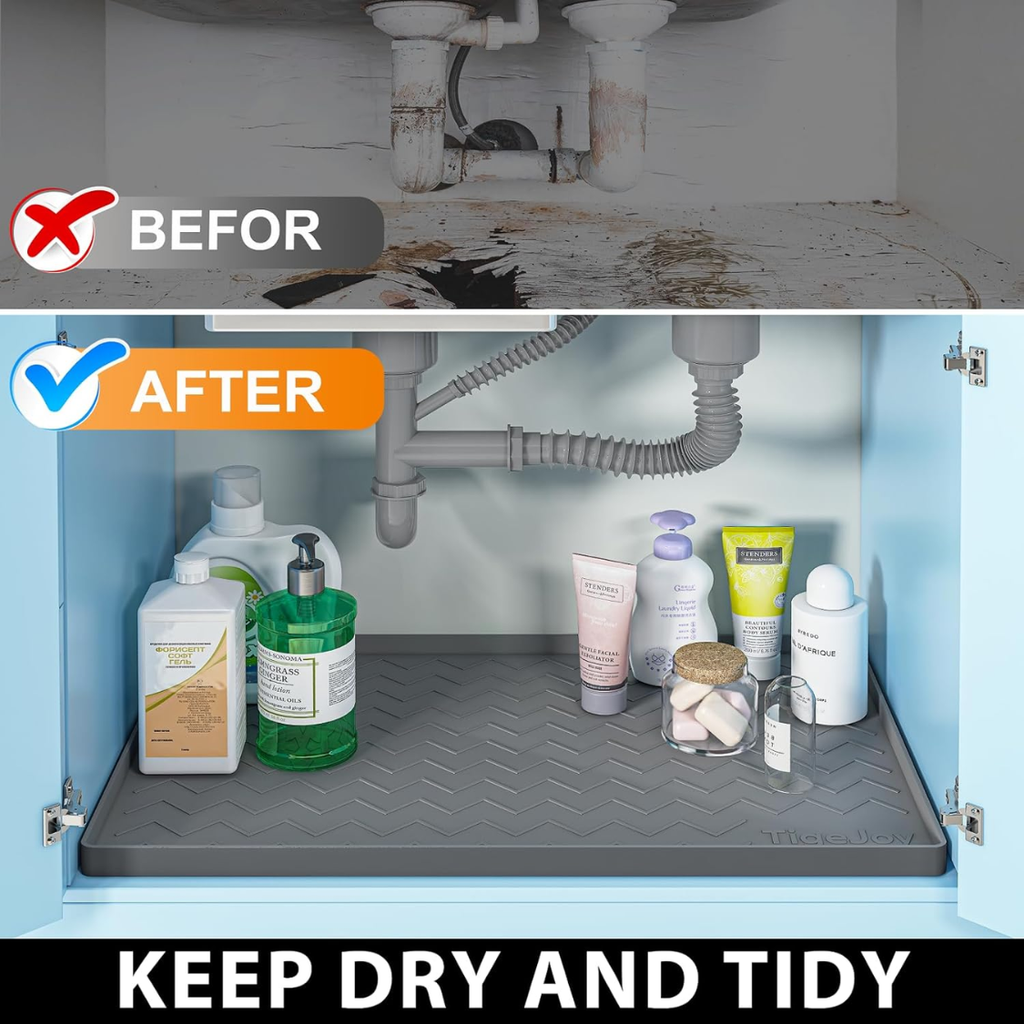 Under Sink Mats For Kitchen Waterproof, Leak-proof Silicone Mat Sink