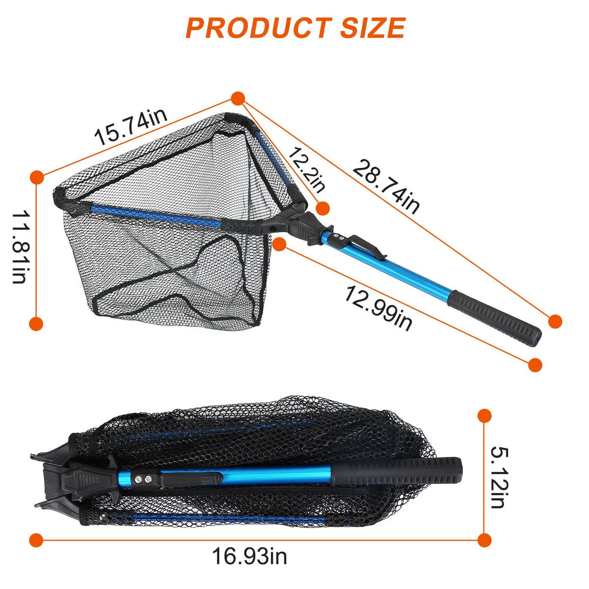 Foldable Fishing Landing Net, Aluminum Handle