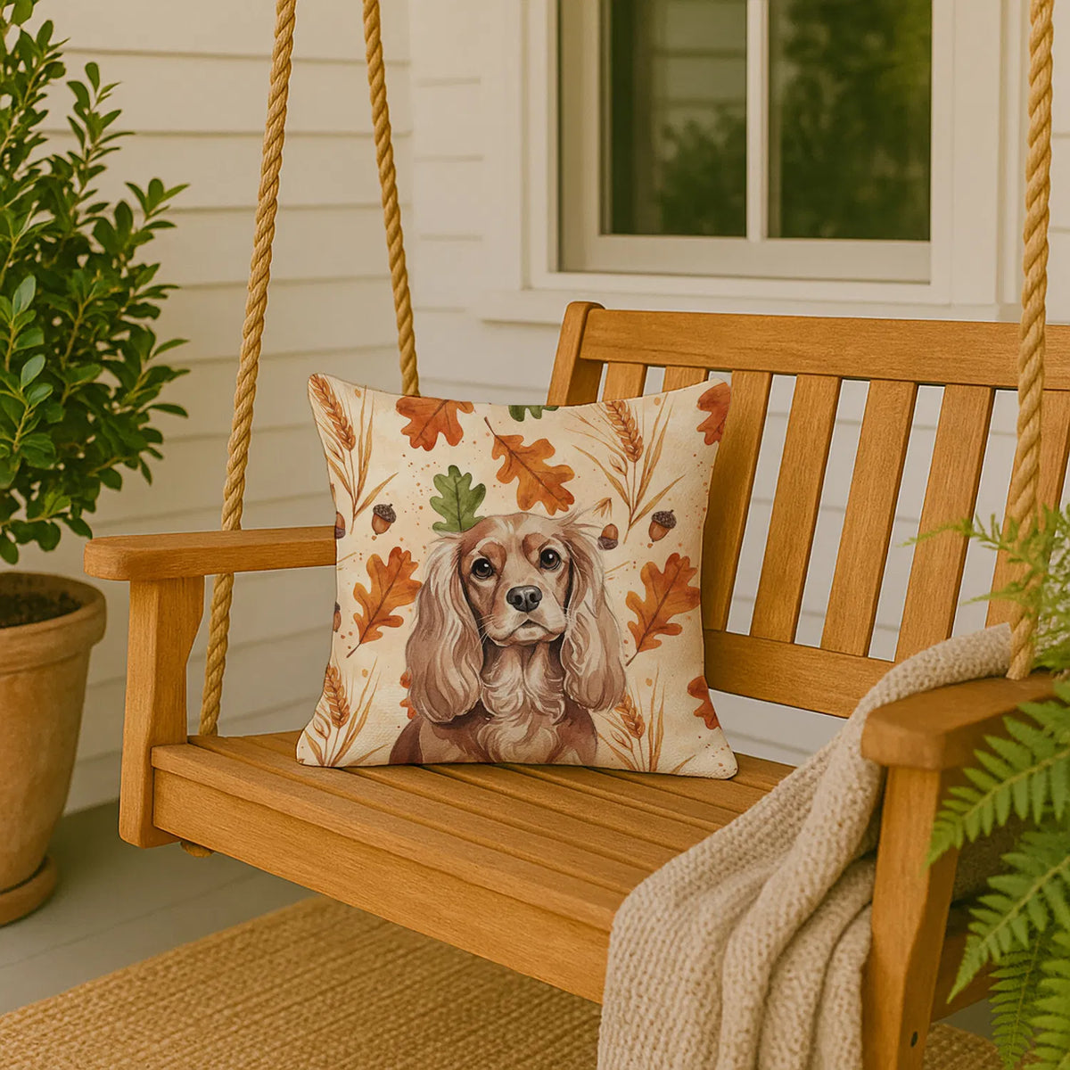 Ruby Cavalier Spaniel Heirloom Fall Throw Pillow Decorative Indoor