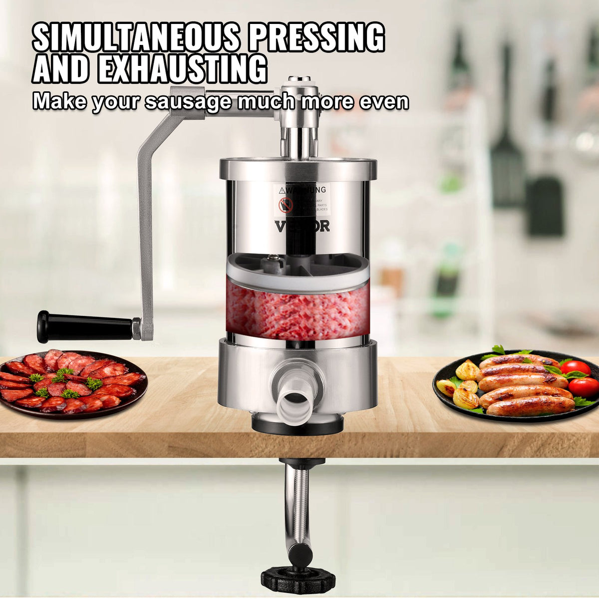 Sausage Stuffer 2.5LBS/1.5L Capacity Homemade Sausage Maker Stainless