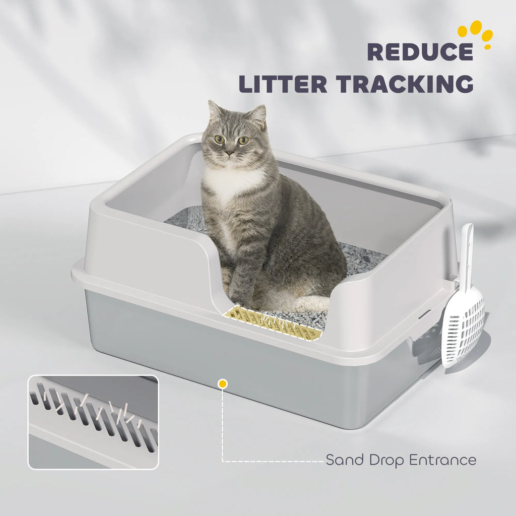 Stainless Steel Cat Litter Box With Lid With Scoop, High Sided