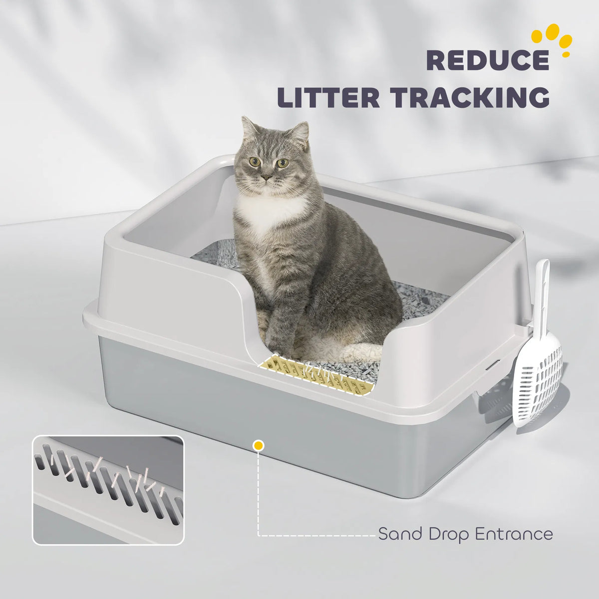 Stainless Steel Cat Litter Box With Lid With Scoop, High Sided