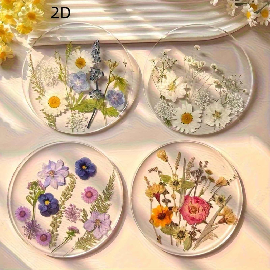 Acrylic Coasters 4 PCS, Bright Wildflower Printed Drink Coasters