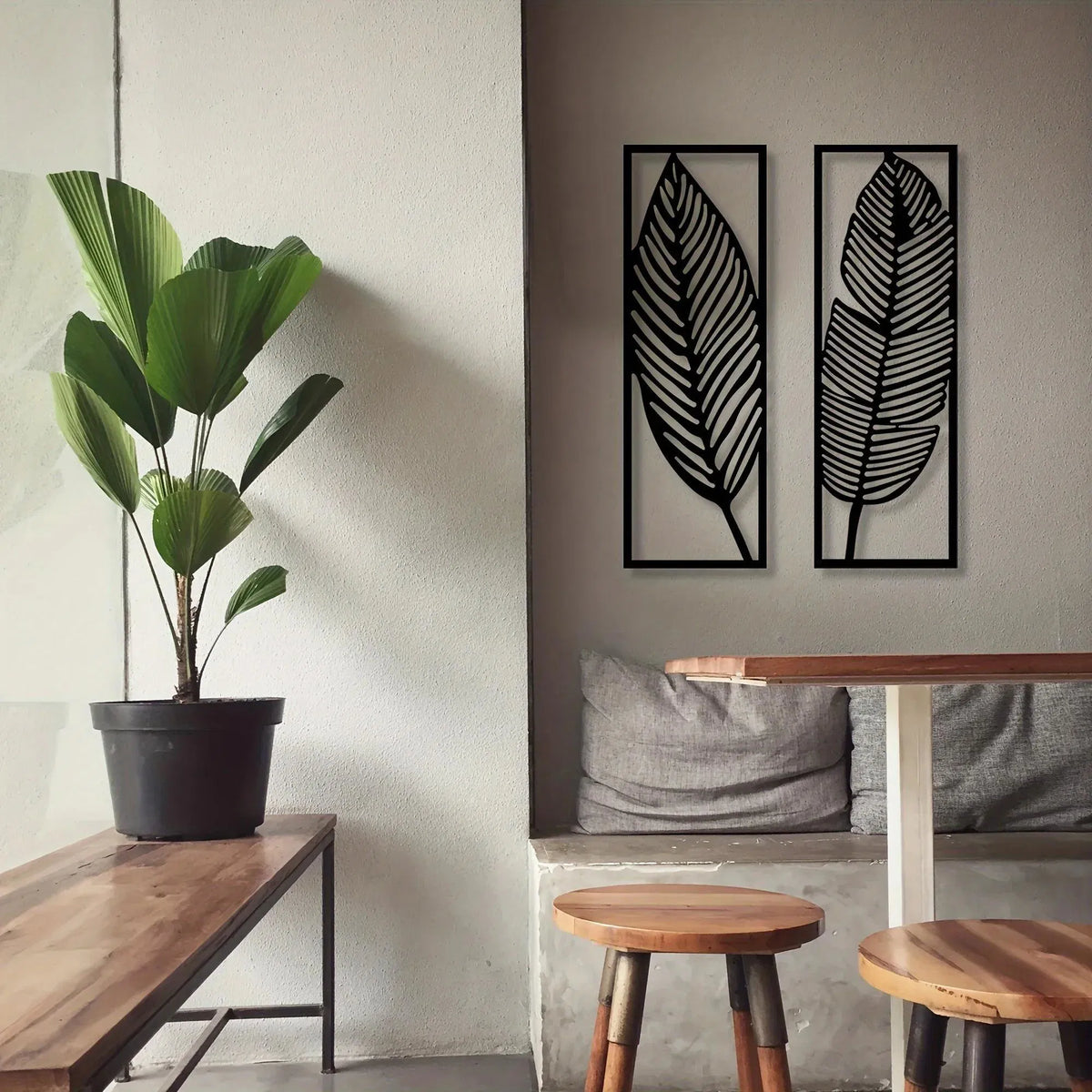 Vintage Botanical Iron Wall Art Set Tropical Leaves Floral Printed Wall