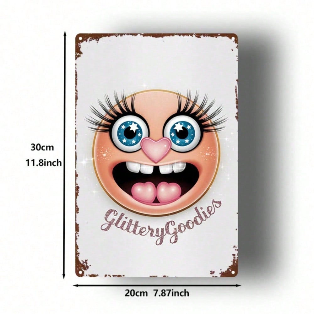 Smiling Face Metal Wall Art 8x12, Rustic Iron Happy Face Sign Home Decor
