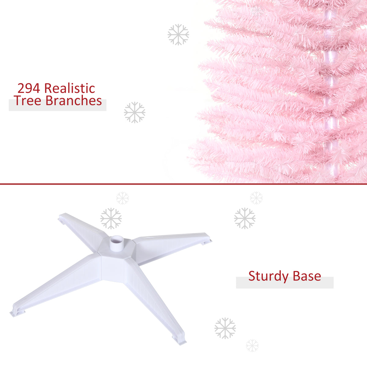 5' Artificial Pencil Christmas Tree, Slim Xmas Tree With 294 Realistic