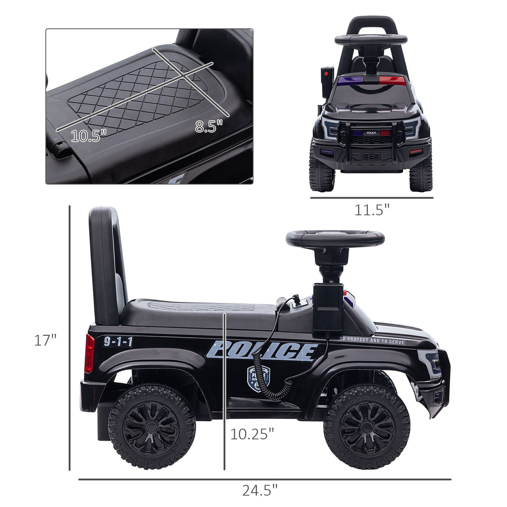 Kids Push Ride On Car With Working PA System And Horn, Police Truck