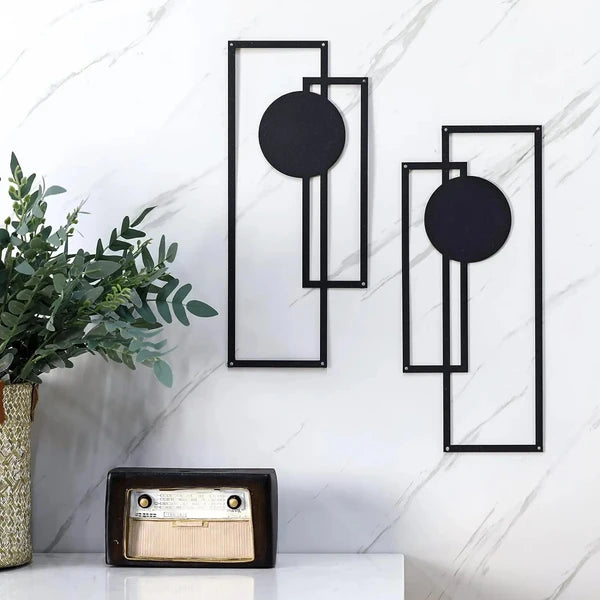 Abstract Line Iron Wall Art Set Modern Minimalist Black And White Decor