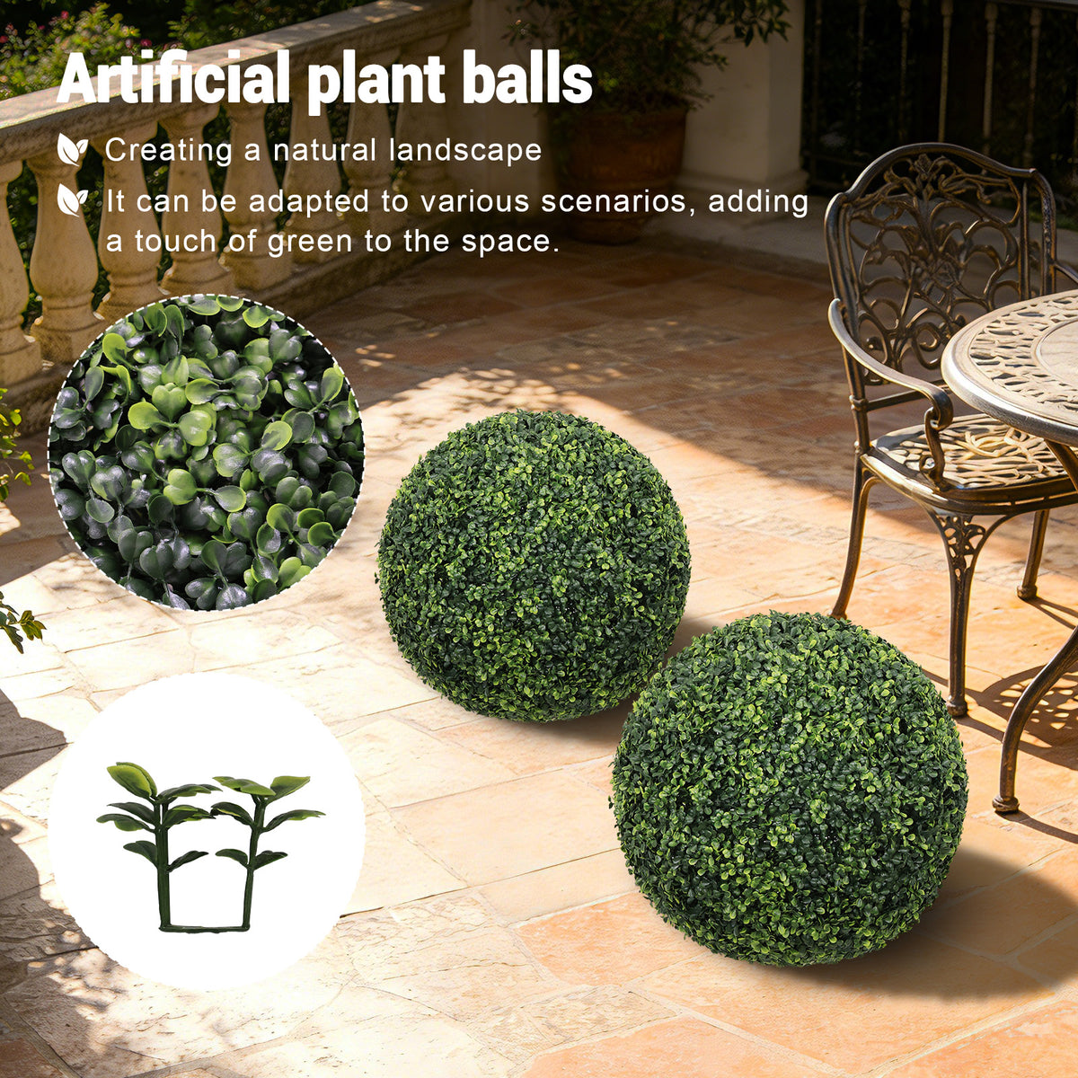 18.5IN Dark Artificial Topiary Balls Outdoor Faux Boxwood Decorative