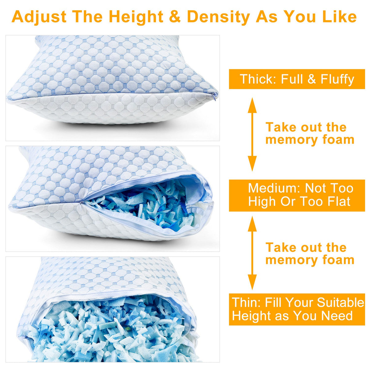2Pcs Or 1Pc Cooling Memory Foam Pillow Ventilated Soft Bed Pillow