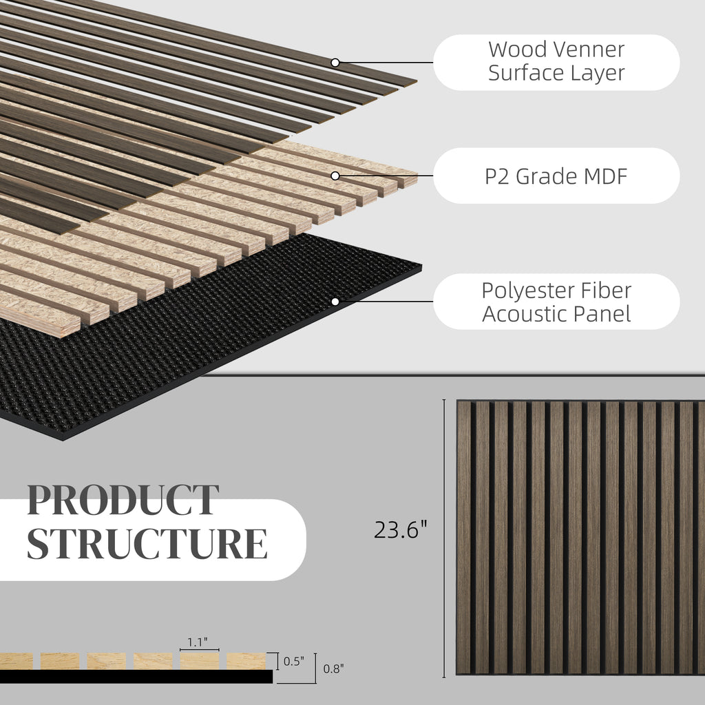 24" X 24" Wood Panels For Wall, 4 Pack Acoustic Panels, Sound Absorbing