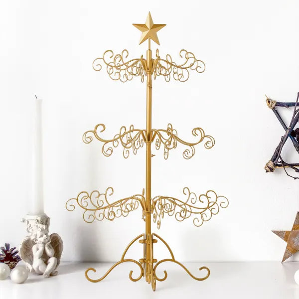 3ft Wrought Iron Christmas Tree, Metal Ornament Display Tree Stand
