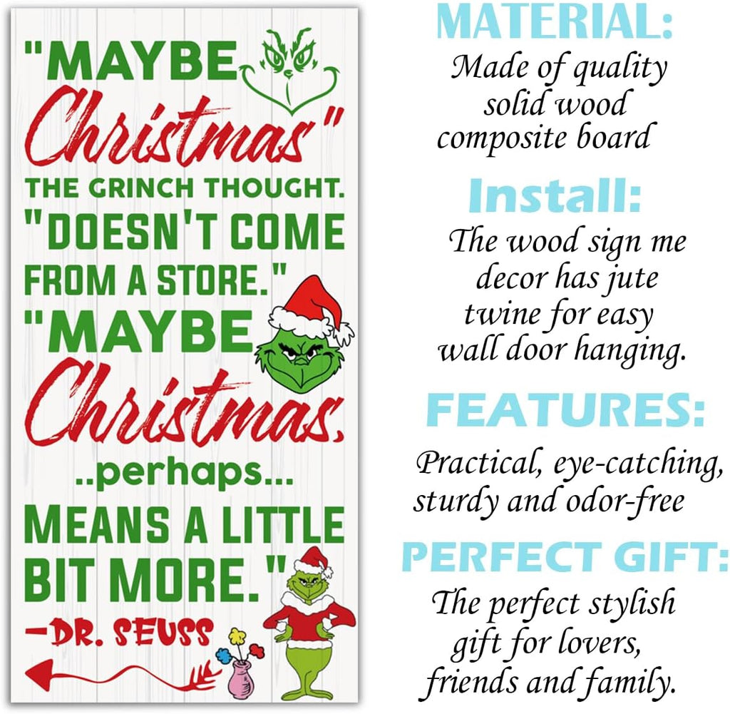 Christmas Decor Sign, Rustic Wooden Hanging Wall Sign, Winter Farmhouse