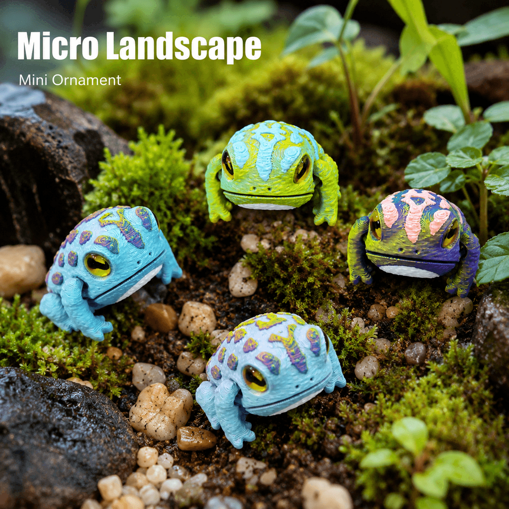 4PCS 3D Printed Mini Frog Figurine Set, Random Color Cute Frog