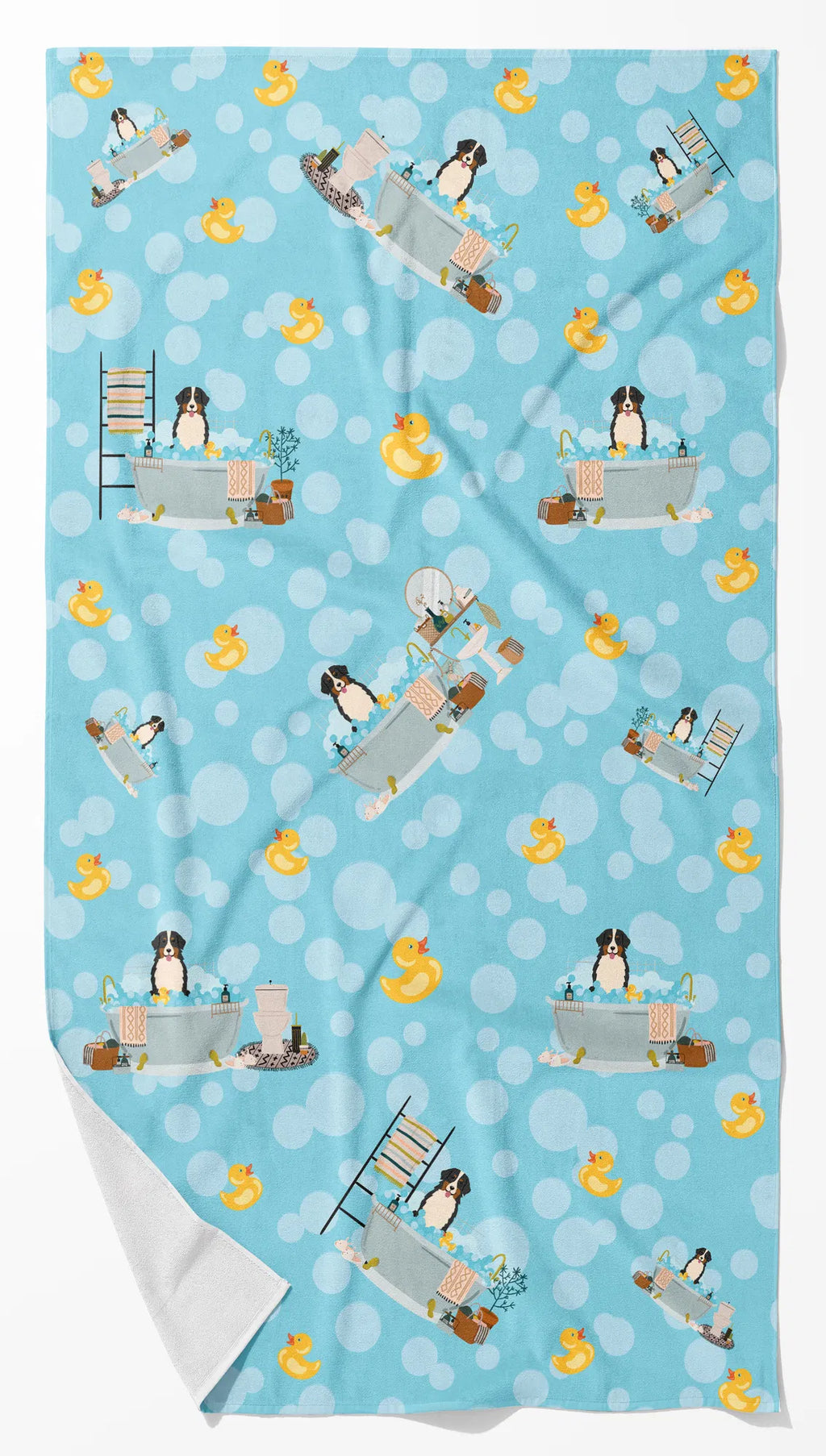 Bernese Mountain Dog In Bathtub Bath Towel Large Oversized Plush