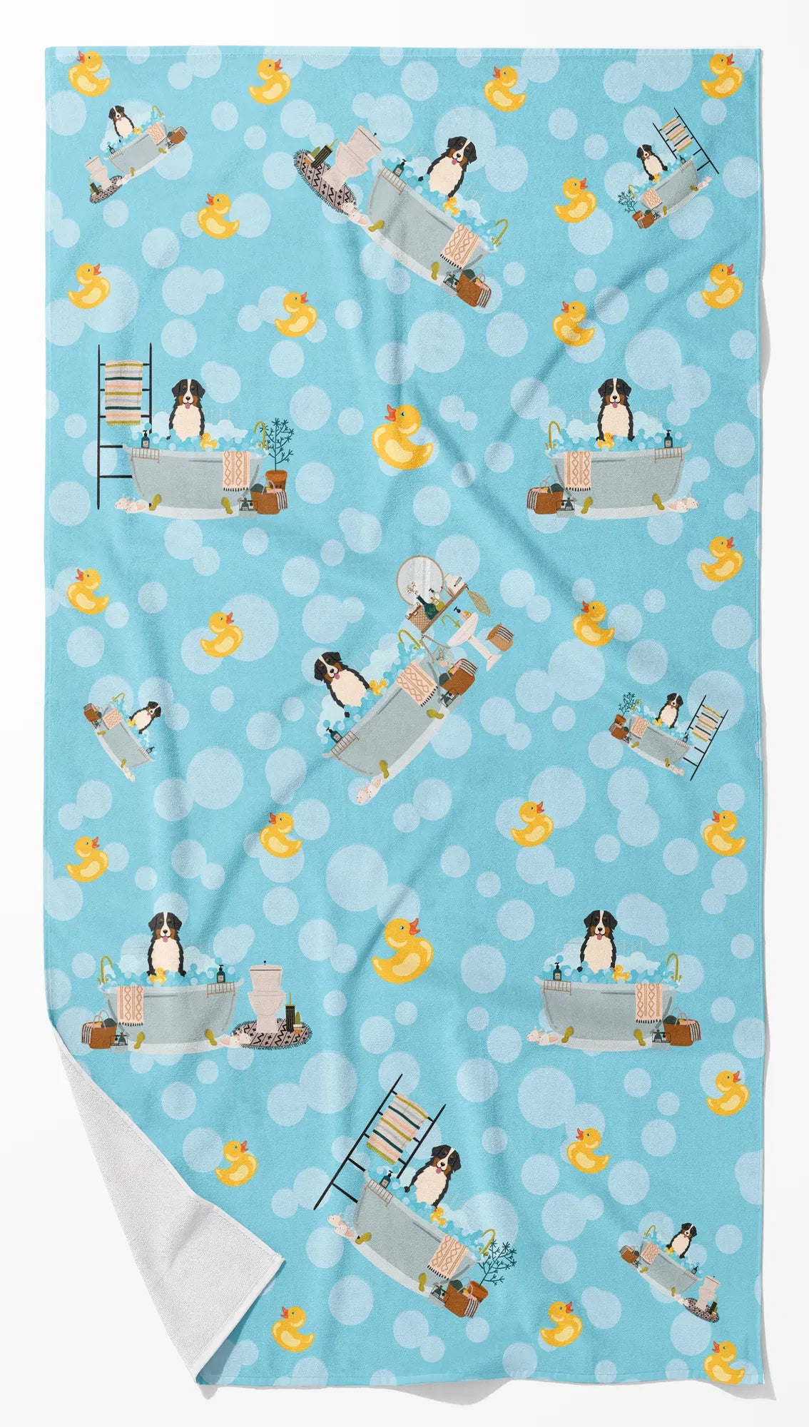 Bernese Mountain Dog In Bathtub Bath Towel Large Oversized Plush