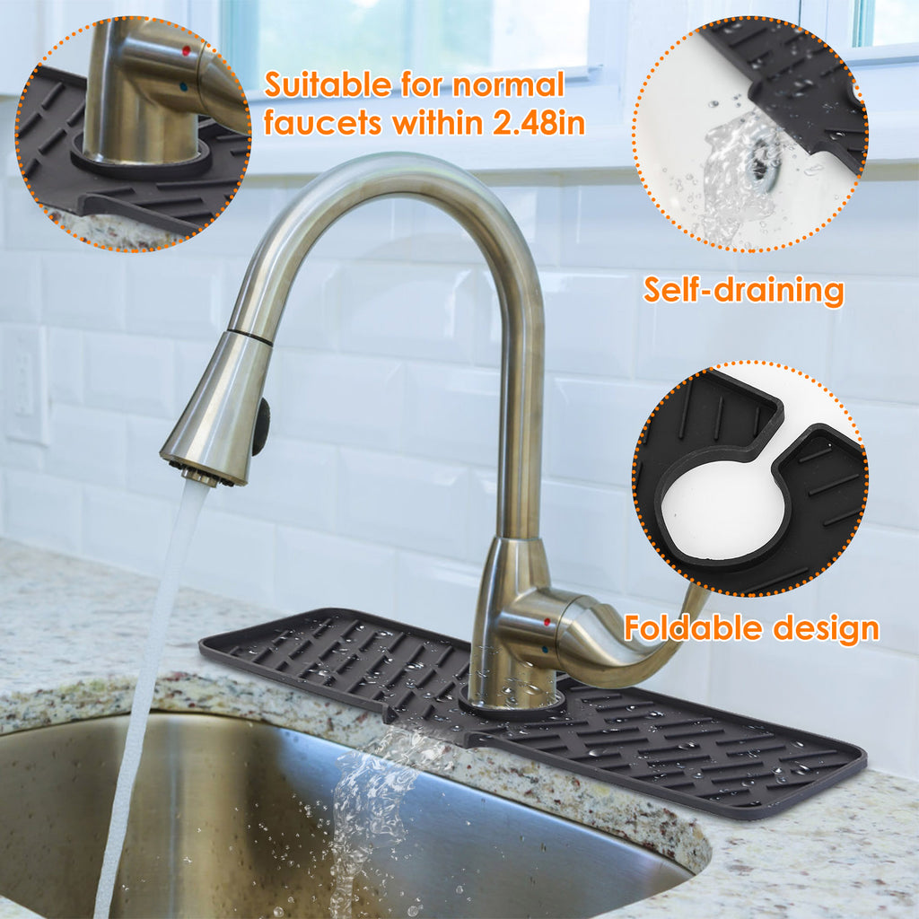 1Pc Silicone Faucet Mat Kitchen Sink Splash Guard Drain Mat Drying Pad
