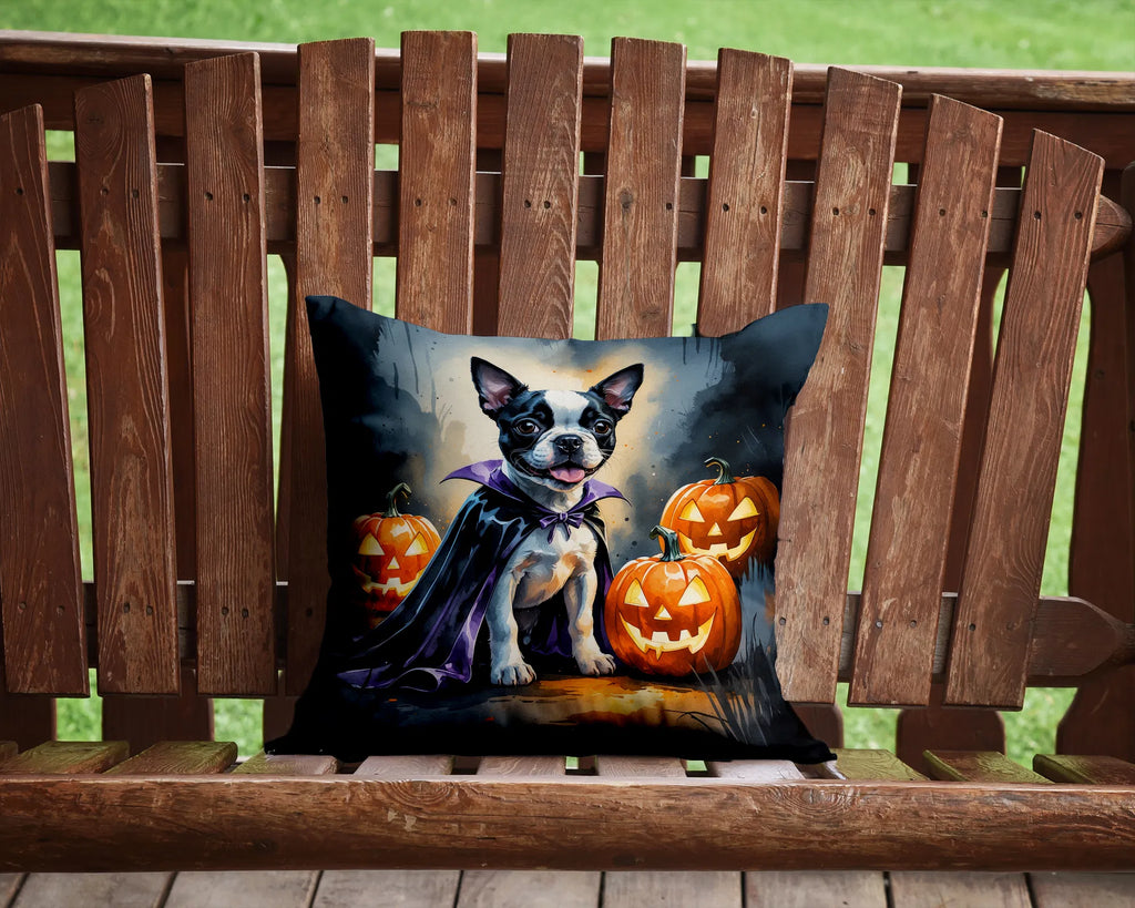 Boston Terrier Puppy Halloween Throw Pillow Machine Washable, Indoor