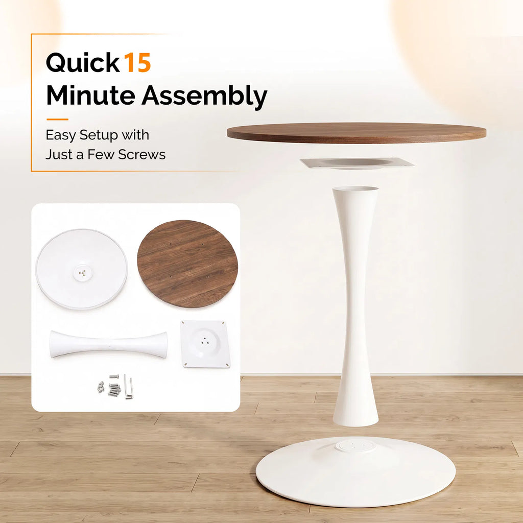 Round Tulip Dining Table, 27.6 Inch 2-Seater Kitchen Table, Melamine