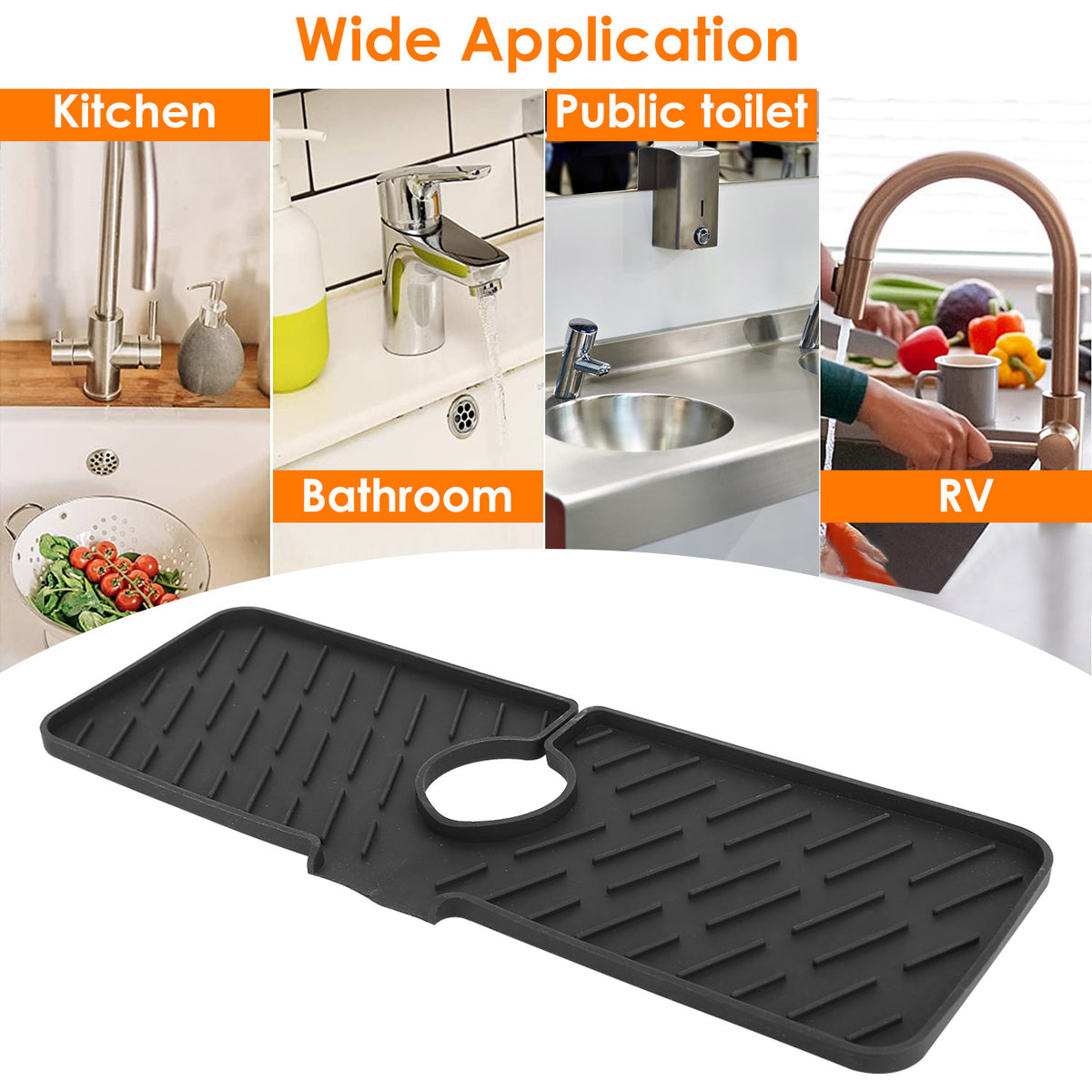 1Pc Silicone Faucet Mat Kitchen Sink Splash Guard Drain Mat Drying Pad